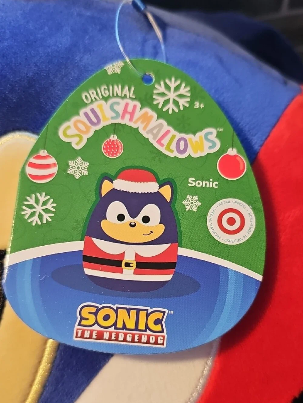 Squishmallows Sonic Plush in Blue/Red/White with Yellow Accents